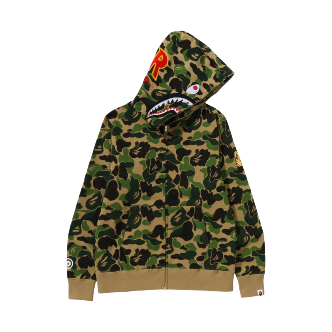 베이프 PONR ABC 카모 샤크 풀 집 후드 아미 그린(BAPE PONR ABC Camo Shark Full Zip Hoodie Army Green)