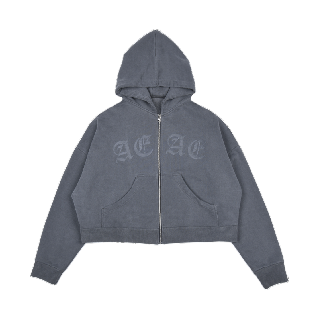 (W) 에이에이 피그먼트 크롭 후디 집업 블랙((W) Aeae Pigment Crop Hoodie Zip-Up Black) - 1