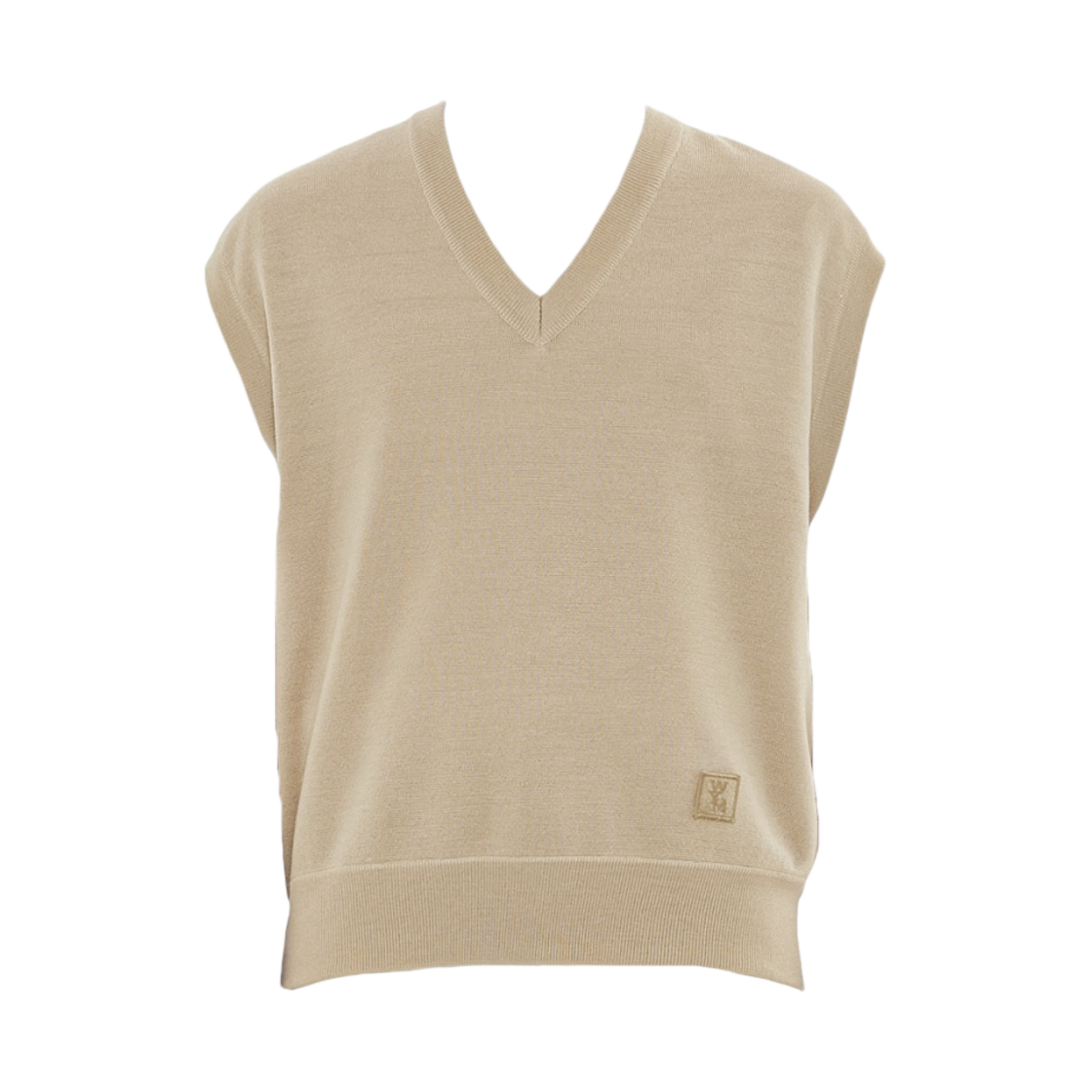 우영미 레더 패치 니트 베스트 베이지 - 23SS(Wooyoungmi Leather Patch Knitted Vest Beige - 23SS) - 1