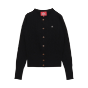 (W) Vivienne Westwood Red Label Wool Cable Crew Neck Cardigan Black