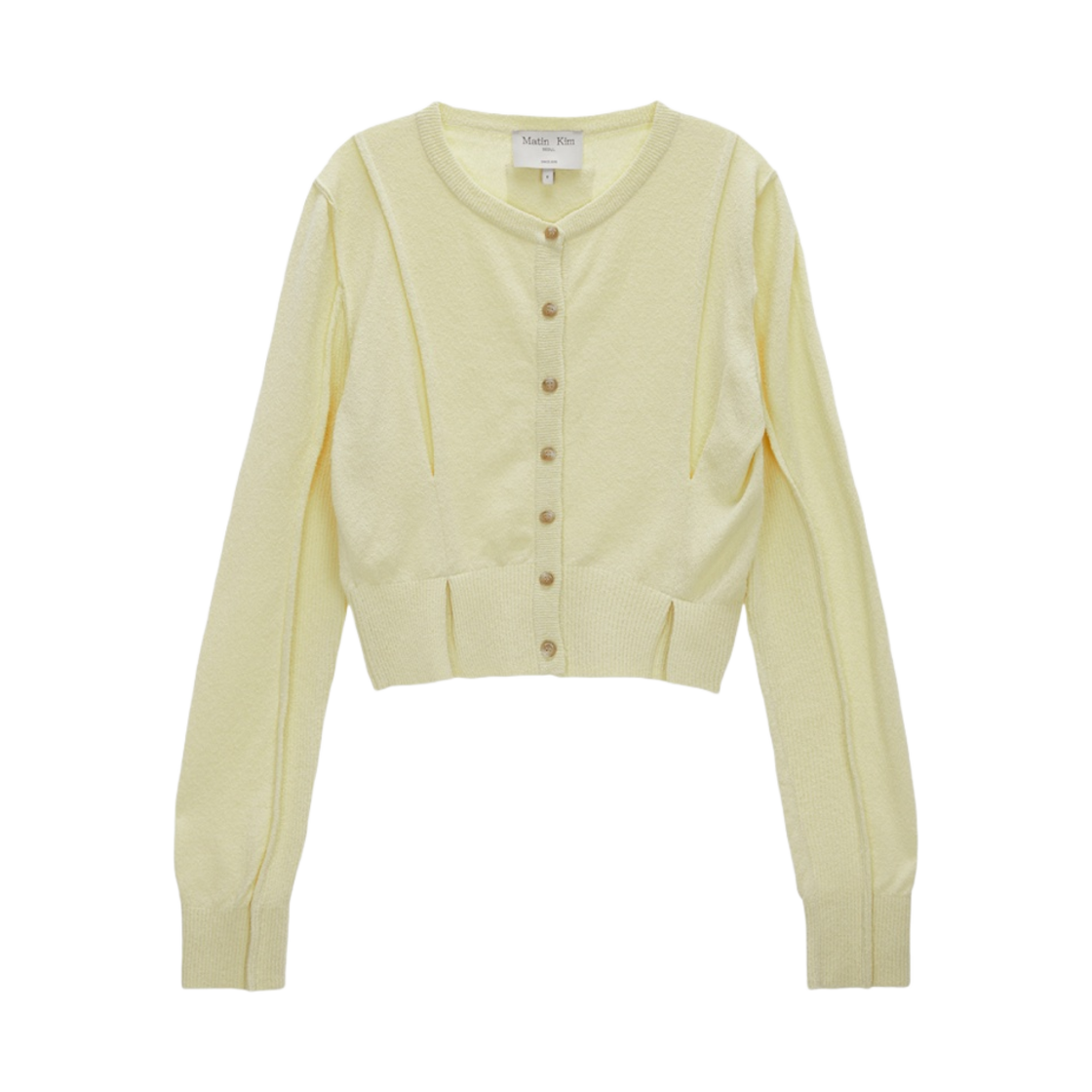 (W) 마뗑킴 핀턱 포인트 니트 가디건 라이트 옐로우((W) Matin Kim Pintuck Point Knit Cardigan Light Yellow)