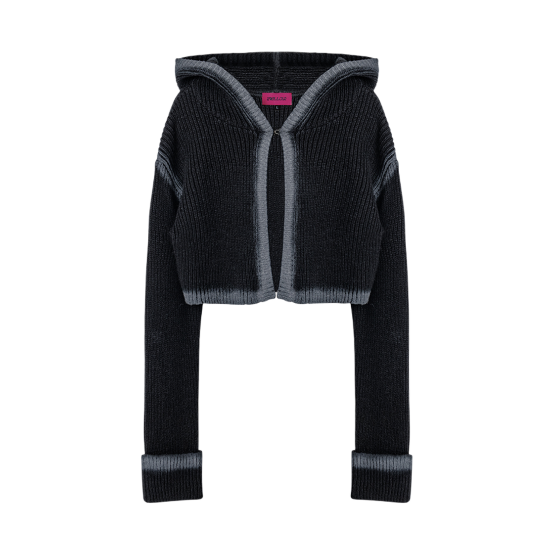 WL243KCD03WBLK MELLOW Spray Hood Knit Cardigan Black