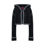 MELLOW Spray Hood Knit Cardigan Black