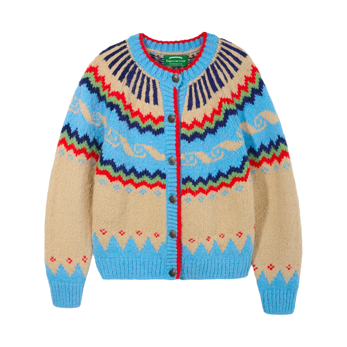 그린버터 웨이브 노르딕 가디건 베이지