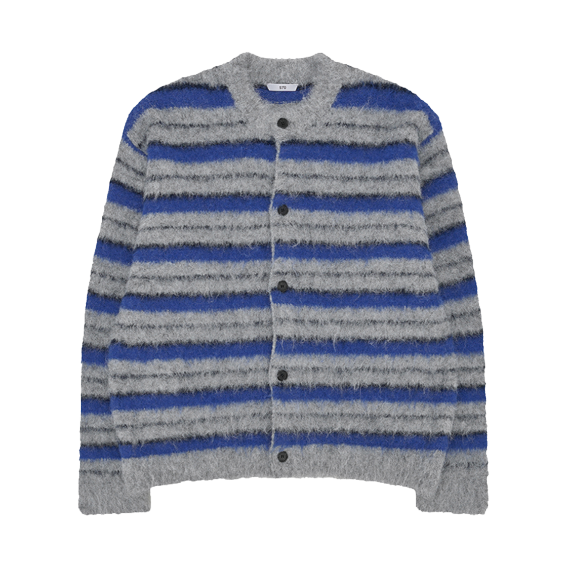 24CLHKSW02 STU X HANK Stripe Hairy Cardigan Blue