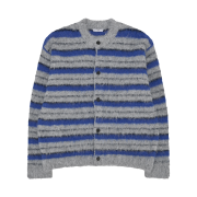 STU X HANK Stripe Hairy Cardigan Blue