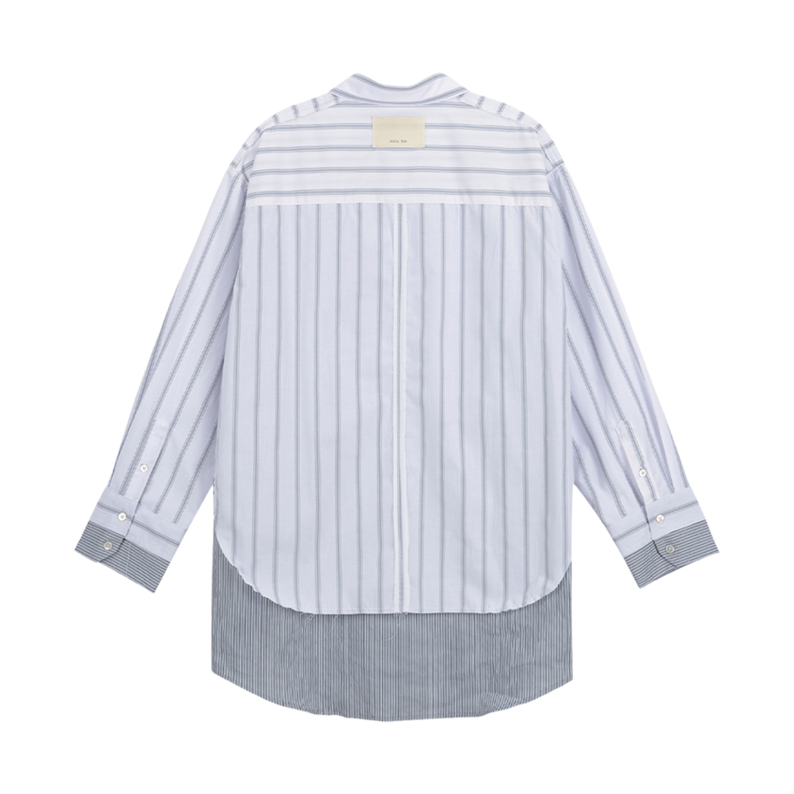 (W) 마뗑킴 더블 레이어 스트라이프 셔츠 그레이((W) Matin Kim Double Layers Stripe Shirt Grey) - 2
