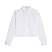 (W) Celine Cropped Shirt in Cotton Poplin White