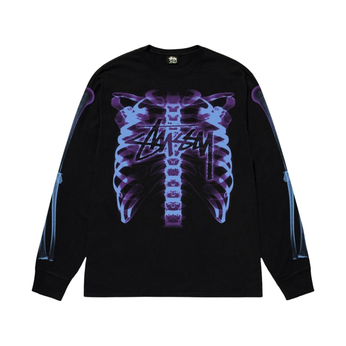 1994948 Stussy Rib Cage LS T-Shirt Black - 대표 이미지 #1