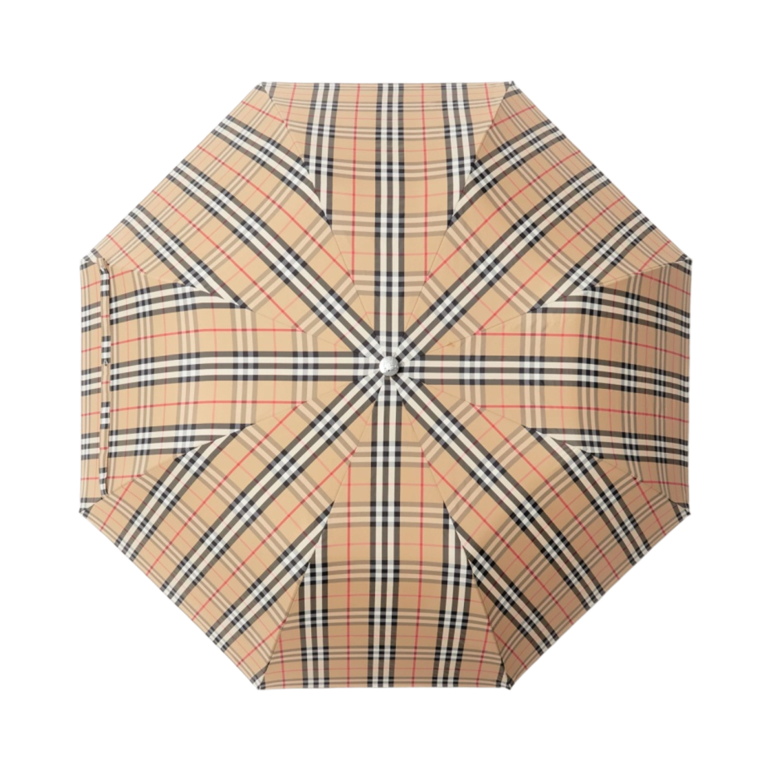 8077709 Burberry Check Folding Umbrella Archive Beige