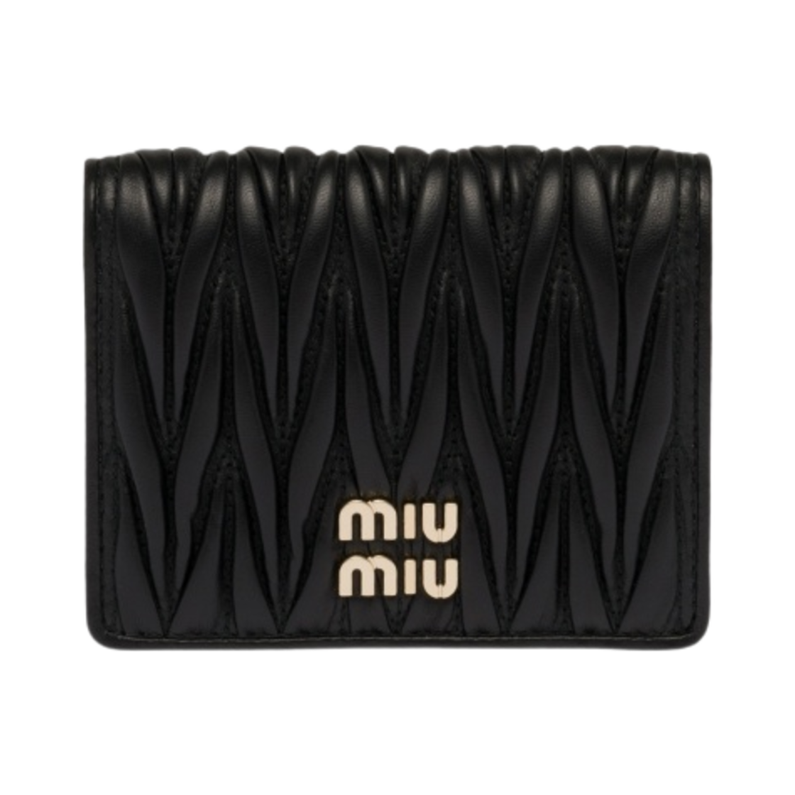 미우 미우 마테라쎄 나파 가죽 반지갑 블랙(Miu Miu Matelasse Nappa Leather Wallet Black)