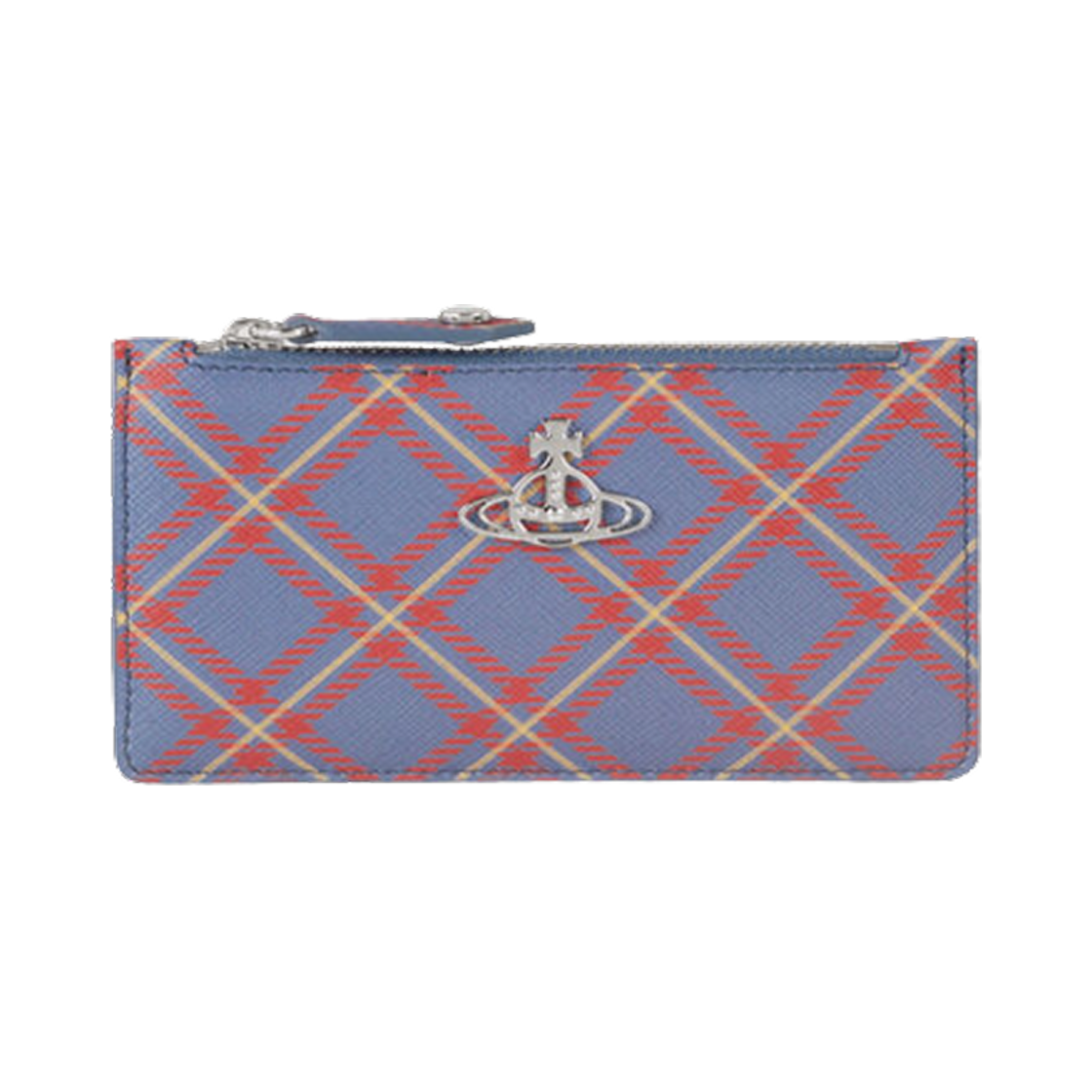 비비안 웨스트우드 슬림 롱 카드 홀더 블루 오렌지 타탄(Vivienne Westwood Slim Long Card Holder Blue Orange Tartan) - 1