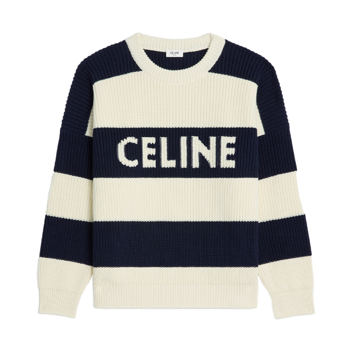 셀린느 오버사이즈 코튼 스트라이프 스웨트셔츠 에크루 네이비