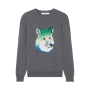 Maison Kitsune Vibrant Fox Head Instarsia Comfort Pullover Dark Grey Melange