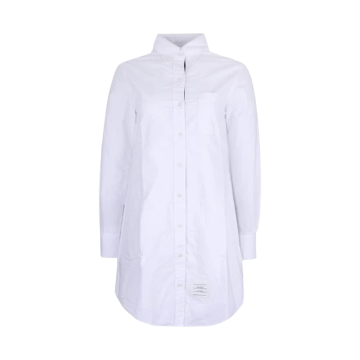 (W) Thom Browne Oxford Knee Length Shirt Dress White