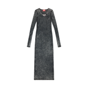 (W) Diesel D-Critic Ribbed Midi Dress With Oval D Plaque Dark Grey