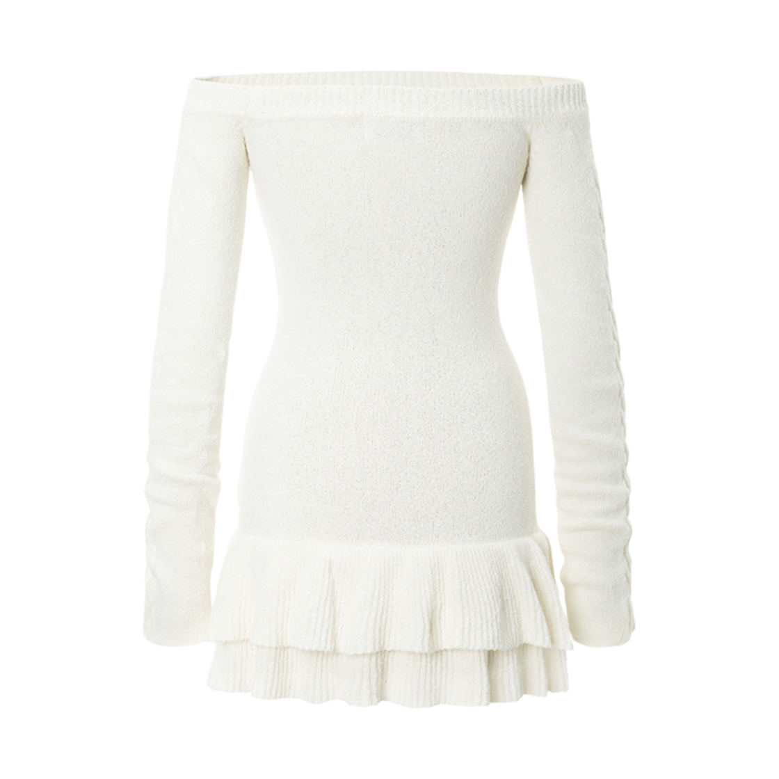 (W) 쓰리타임즈 케이블 오프숄더 드레스 아이보리((W) Threetimes Cable Off-Shoulder Dress Ivory) - 2