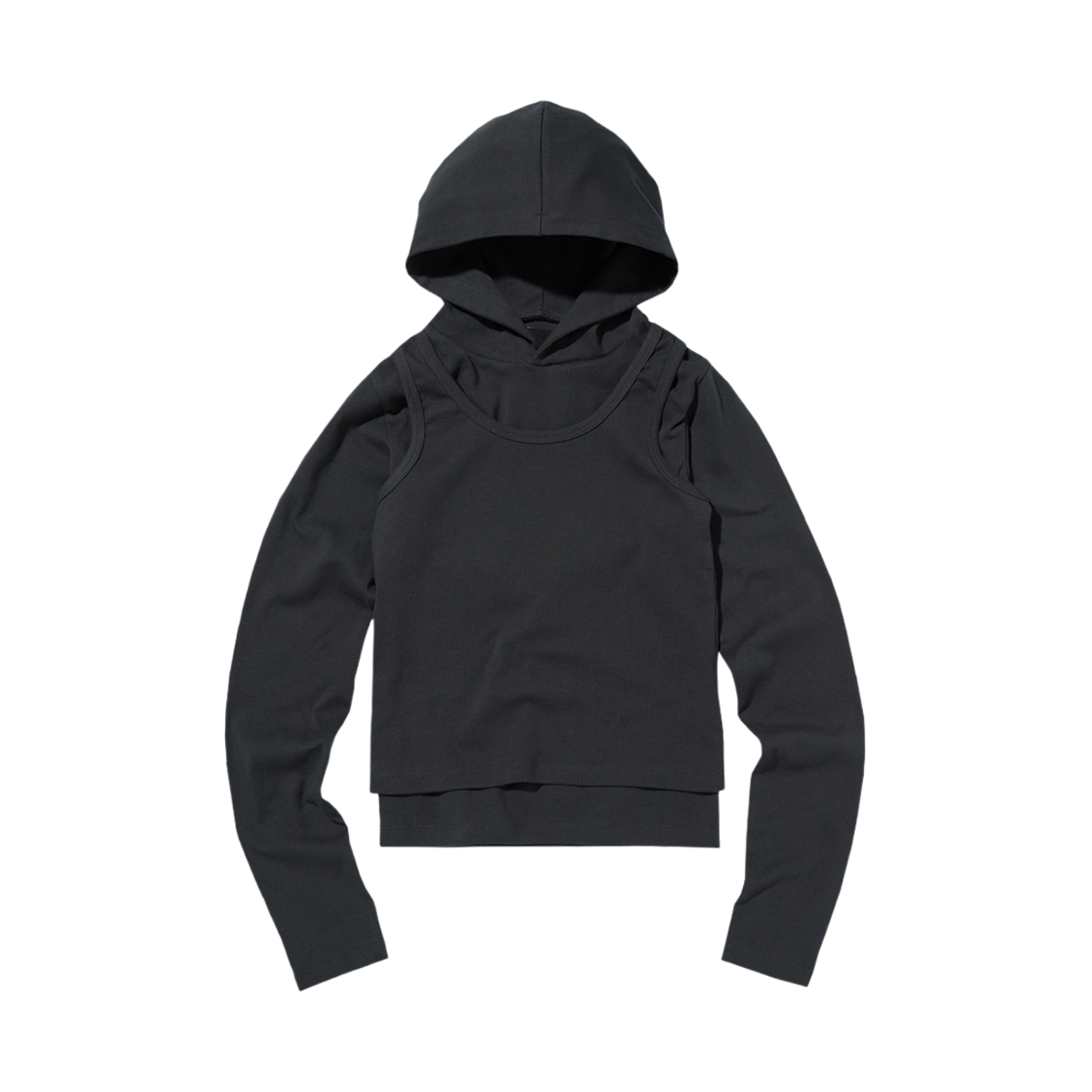 스웨이드 레이어드 후디 차콜 그레이(Suade Layered Hoodie Charcoal Gray)