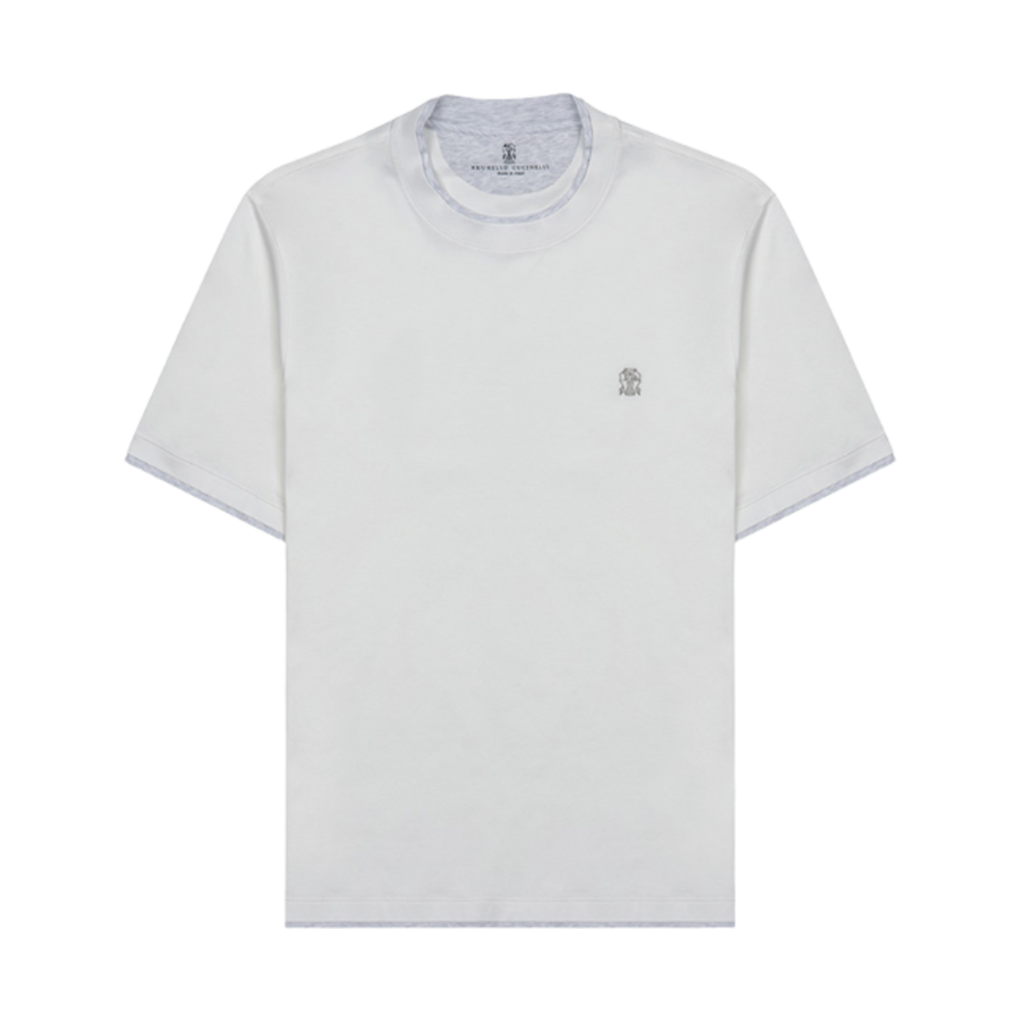 브루넬로 쿠치넬리 자수 로고 티셔츠 화이트(Brunello Cucinelli Embroidered Logo T-Shirt White) - 1