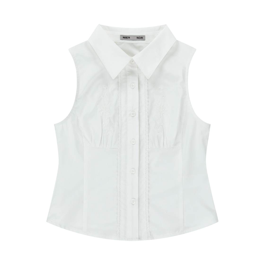 25NNSSTSHF001WT NIIER NOR Rose Sleeveless Shirt White