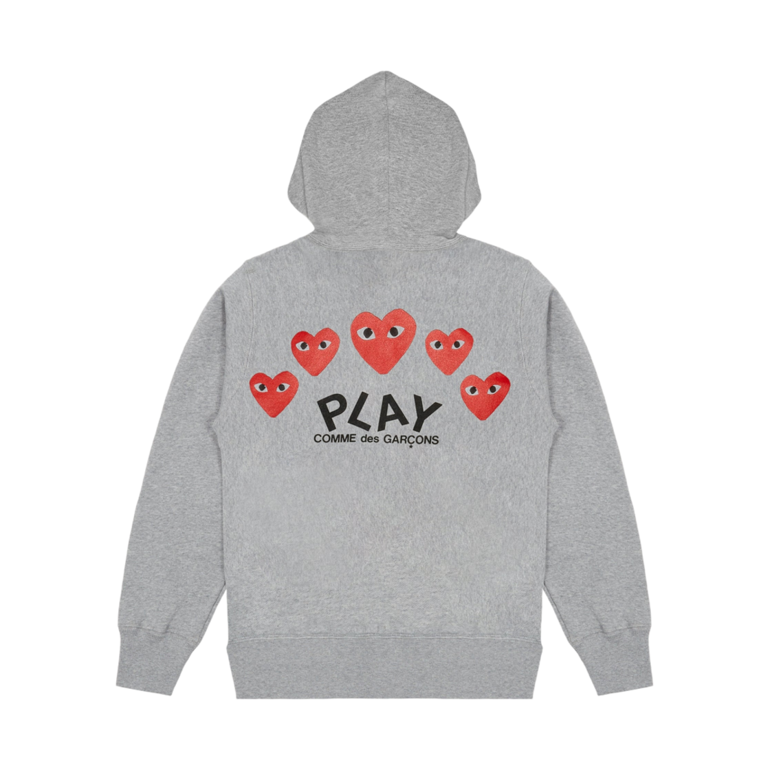 플레이 꼼데가르송 백 프린트 레드 하트 집업 후드 그레이(Play Comme des Garcons Back Printed Red Heart Zip-Up Hoodie Gray)
