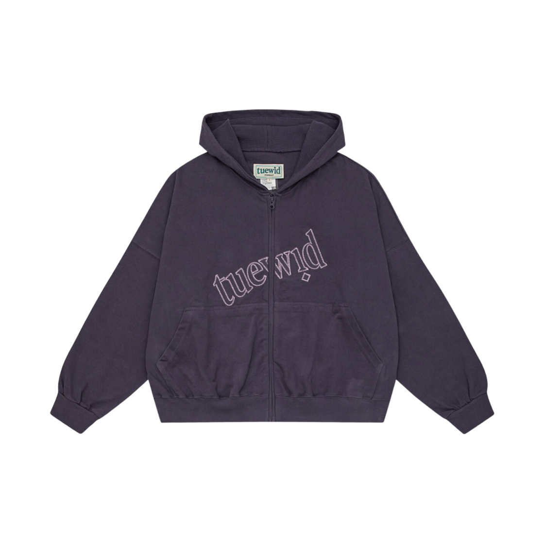 트위드 와플 패치 셋 업 후드 집업 퍼플(Tuewid Waffle Patched Set Up Hoodie Zip Up Purple)