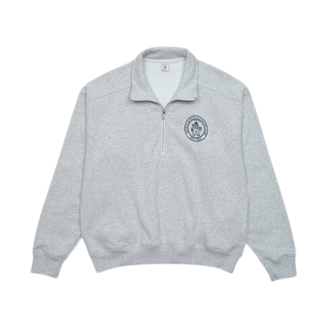 스포티 앤 리치 라이온 크레스트 쿼터 집 헤더 그레이 네이비(Sporty & Rich Lion Crest Quarter Zip Heather Grey Navy)