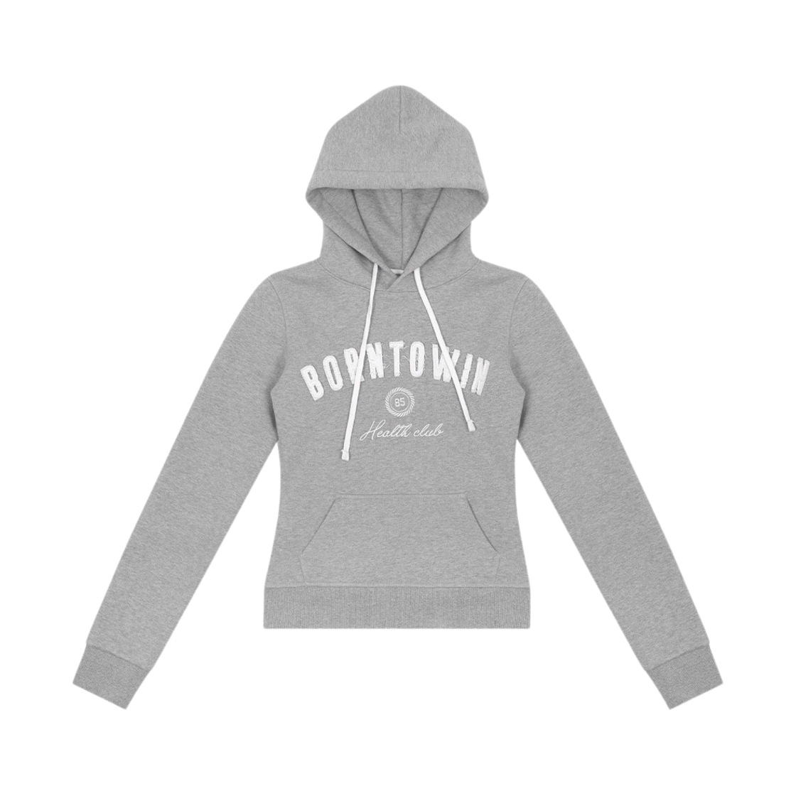 본투윈 패치 슬림핏 후디 멜란지그레이