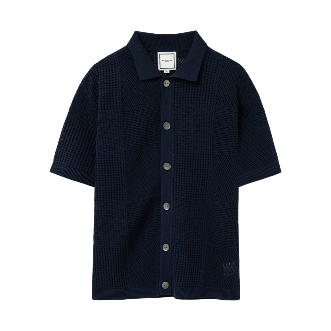 W251KN15526N Wooyoungmi Crochet Short Sleeve Cardigan Navy - 25SS