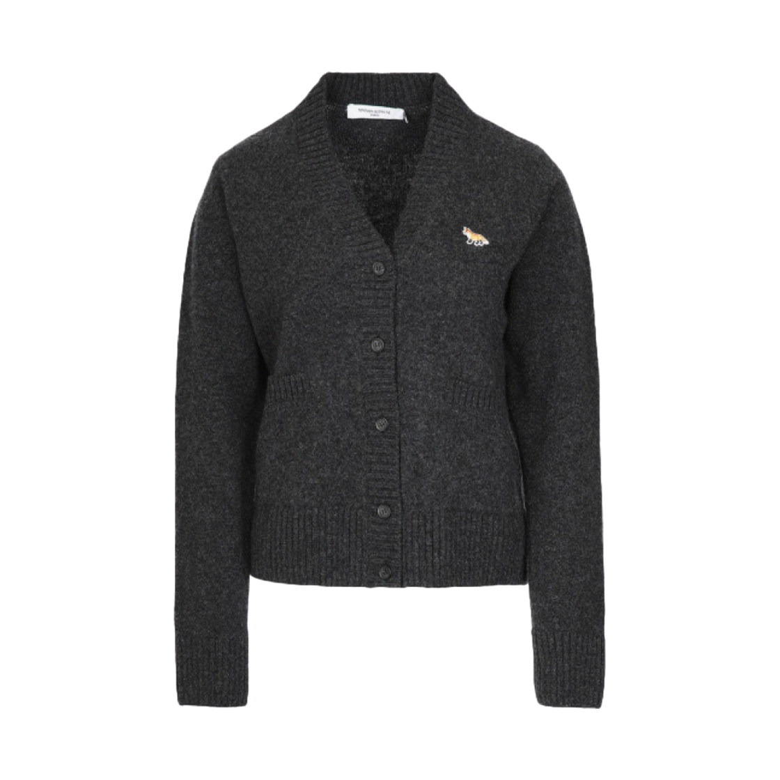 (W) 메종 키츠네 베이비 폭스 패치 박시 가디건 다크 그레이 멜란지