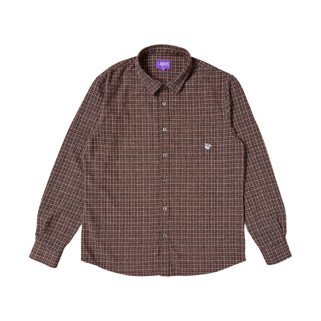 - Labros Symbol Logo Plaid Button Shirts Brown
