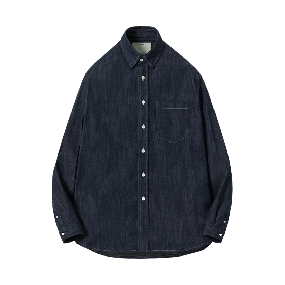 포터리 버튼 다운 셔츠 코튼 하이 덴시티 트윌 데님 클로스 워셔 피니쉬 블루(Pottery Button Down Shirt Cotton High Density Twill Denim Cloth Washer Finish Blue)