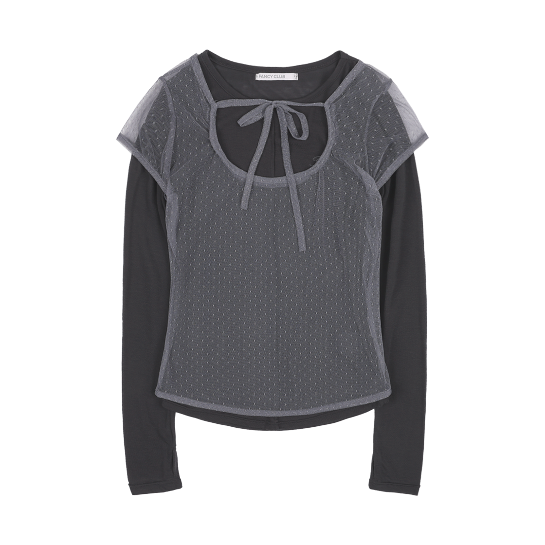 팬시클럽 3-WAY 도트 레이어드 롱슬리브 그레이 | FANCY CLUB