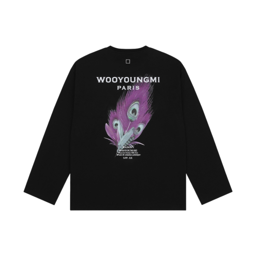 Wooyoungmi Feather Long Sleeve T-Shirt Black - 23SS