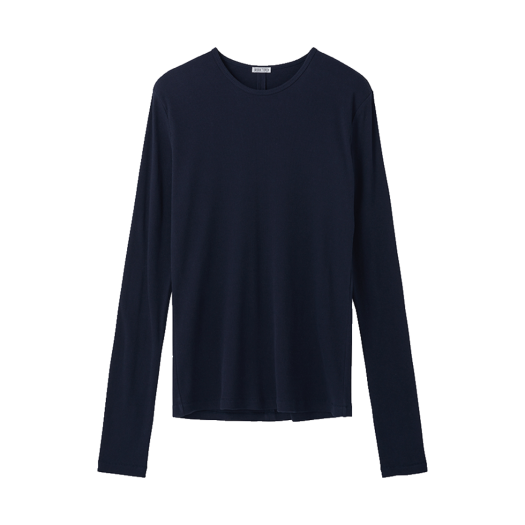 RM25SJTP008NV Recto Recto Logo Ribbed Jersey Long Sleeves Top Navy