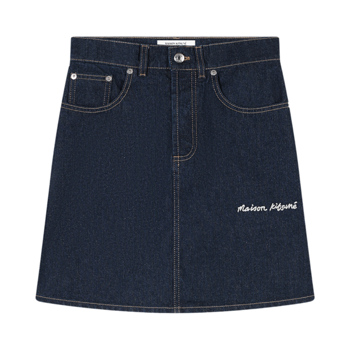 (W) 메종 키츠네 인디고 데님 미니 에이라인 스커트 워시드 인디고