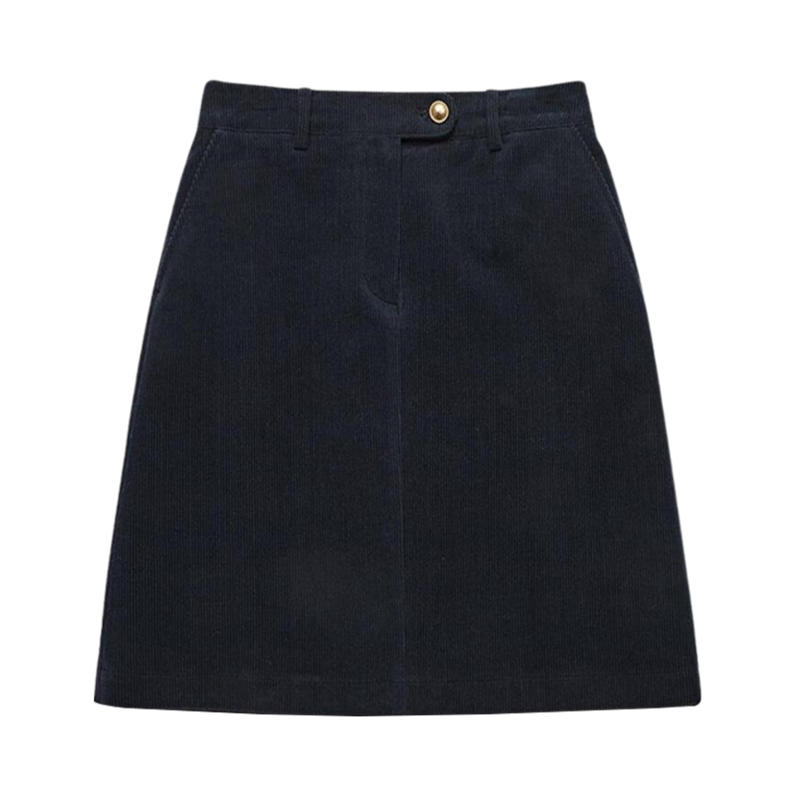 (W) 던스트 A 라인 버튼드 포인트 코듀로이 스커트 코듀로이 네이비((W) Dunst A-Line Button Point Corduroy Skirt Corduroy Navy) - 1