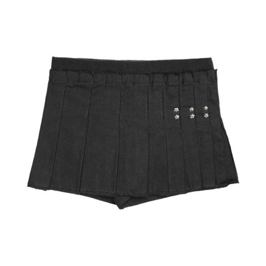 Bonnae-139 Bonnae Star Rivet Pleated Skort Black