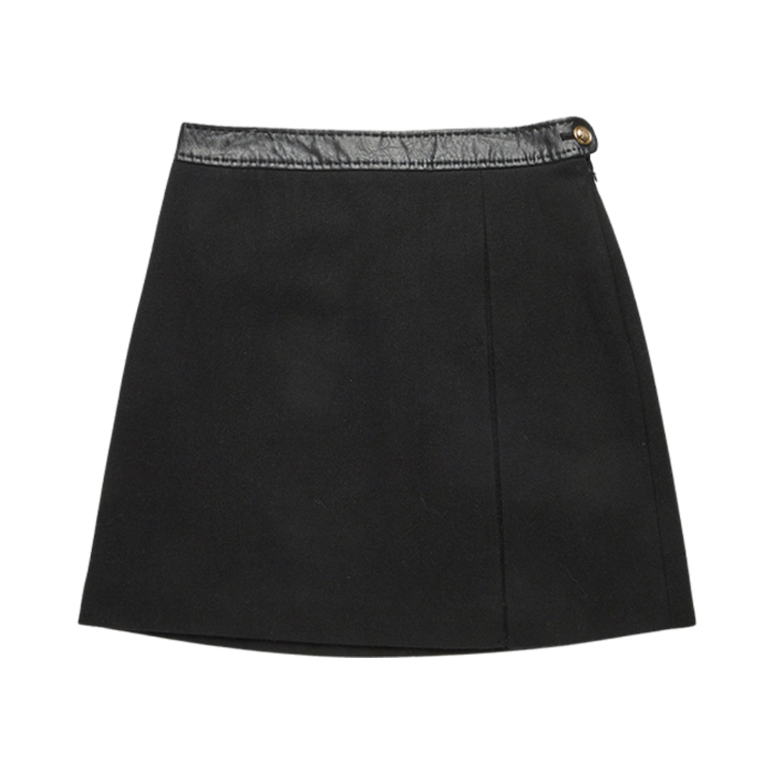 (W) 던스트 레더 포인트 A 라인 미니 스커트 블랙((W) Dunst Leather Point A-Line Mini Skirt Black) - 1