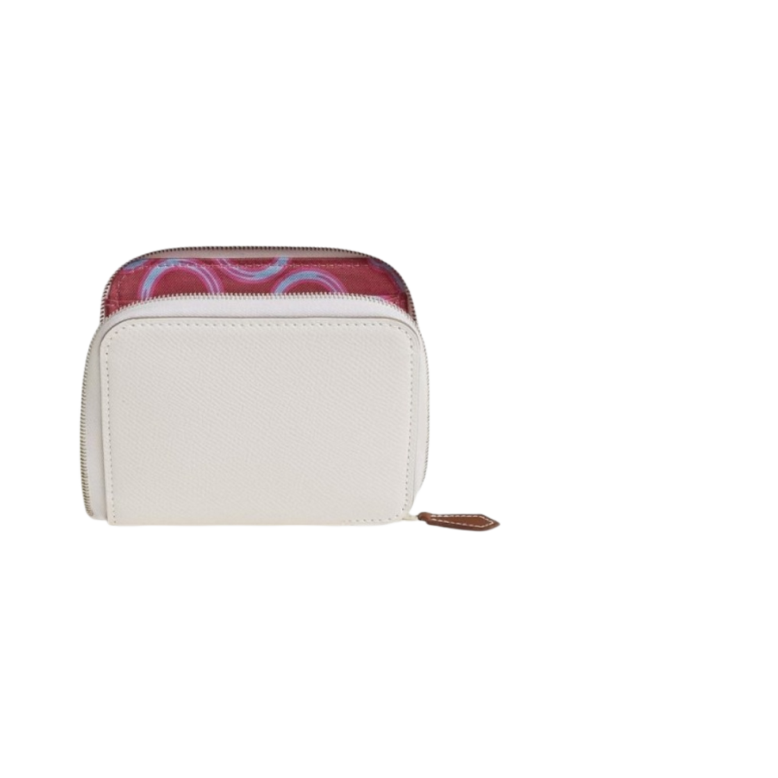 H084537CKAA Hermes Silk'In Compact Wallet Epsom Barenia & Palladium Gris Pale Rubis