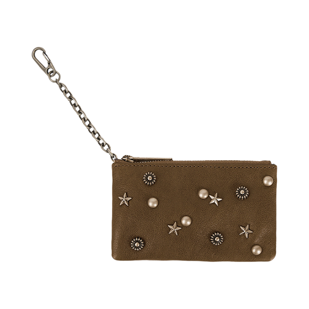 [MARGESHERWOOD] FULL STUD ZIPPER WALLET ★大人気★ HEART ZIPPER WALLET_washed brown pull-up - MARGESHERWOOD