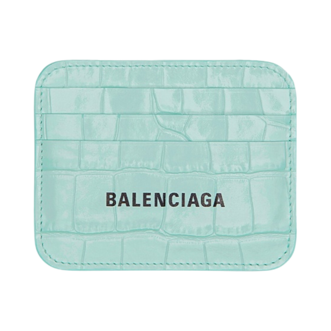 발렌시아가 샤이니 크로커다일 엠보스 캐쉬 스플릿 카드 홀더 라이트 블루 블랙(Balenciaga Shiny Crocodile Embossed Cash Split Card Holder Light Blue Black) - 1