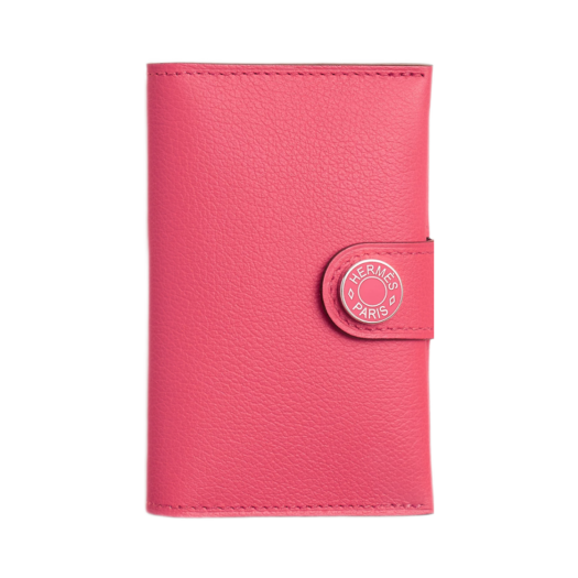 Hermes R.M.S Card Holder Evercolor & Palladium Rose Azalee