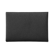 Hermes Calvi Duo Card Holder Mysore Goatskin & Palladium Noir