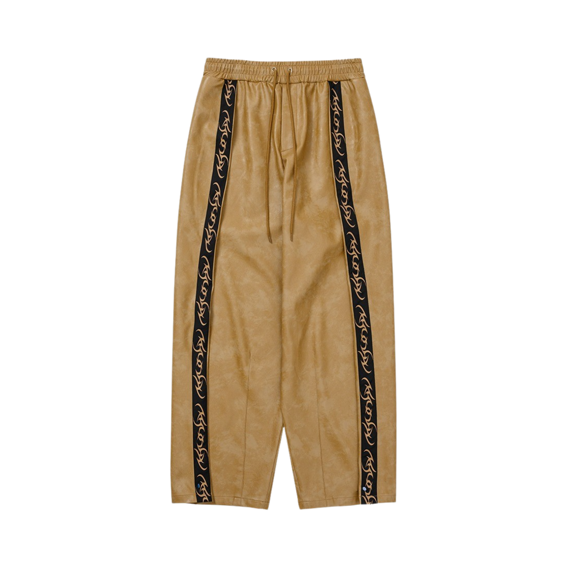 AJ244PT009CA Ajobyajo Vegan Leather One Tuck Track Pants Camel