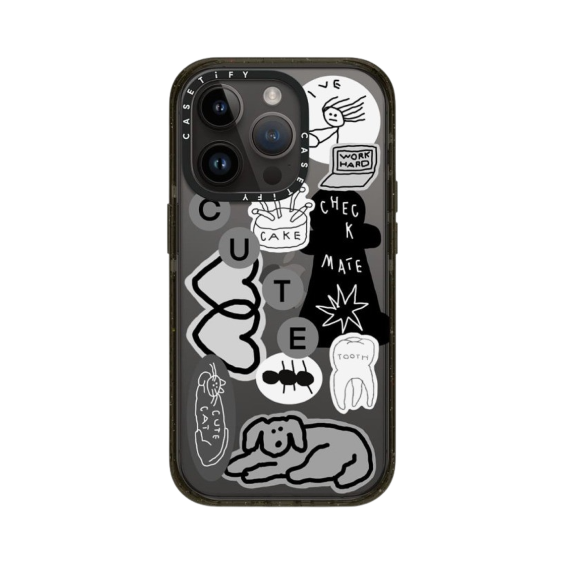 케이스티파이 아이폰 이나피 스티커 01 임팩트 케이스 클리어 블랙(Casetify iPhone Inap Sticker 01 Impact Case Clear Black) - 3