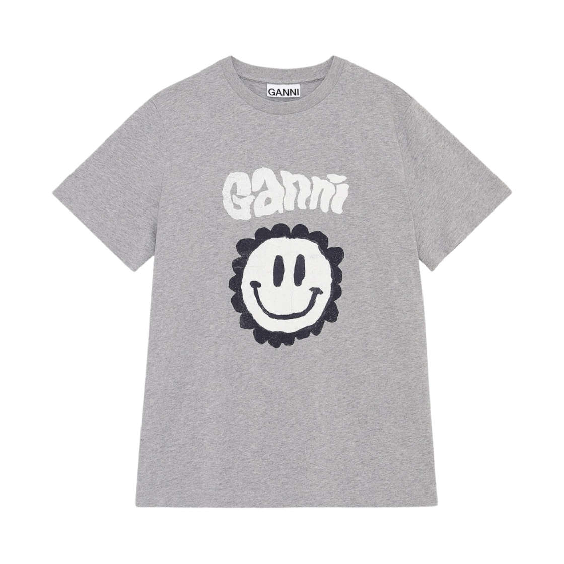 (W) 가니 베이직 코튼 저지 티셔츠 스마일리 플라워 팔로마 멜란지