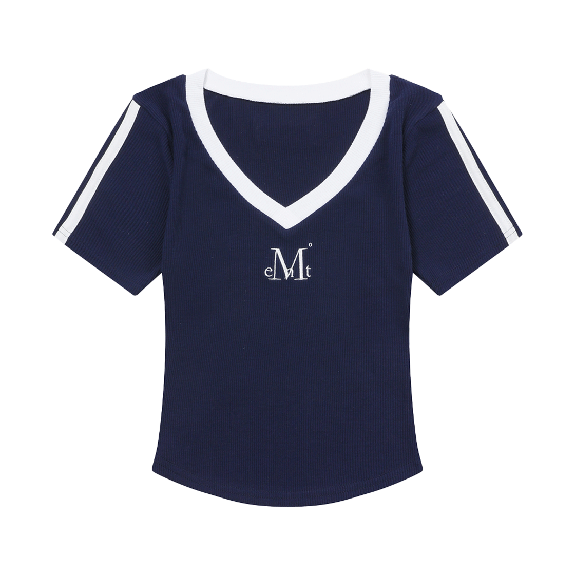 무센트 바인딩 트랙 라인 골지 반팔 티 네이비(MUCENT Binding Track Line Half Sleeve T Navy) - 1