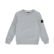 (Kids) Stone Island 61320 Garment Dyed Cotton Fleece Crewneck Sweatshirt Powder Melange - 23FW
