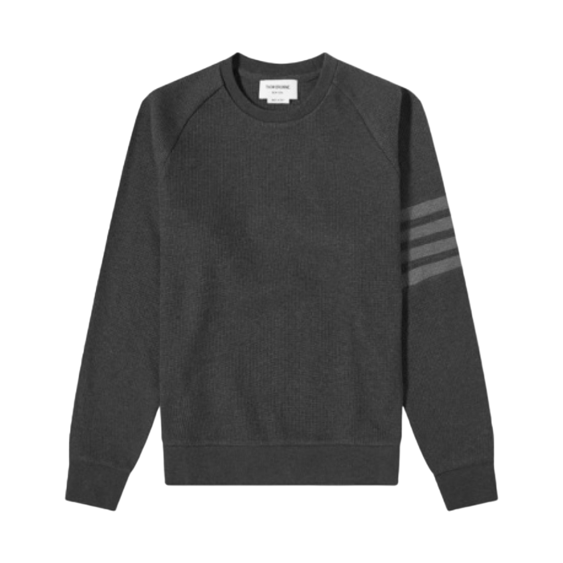 톰브라운 컴팩트 와플 사선 크루넥 스웨트셔츠 차콜(Thom Browne Compact Waffle 4-Bar Crewneck Sweatshirt Charcoal) - 1